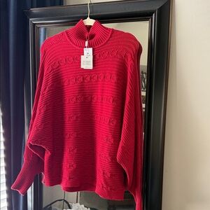 Cupio Vibrant Red Turtleneck Sweater canleknit